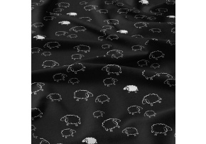 Cotton fabrics, by the meter. Sheep on the Black Cotton fabrics, by the meter. Sheep on the Black