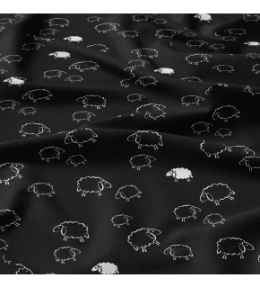 Cotton fabrics, by the meter. Sheep on the Black