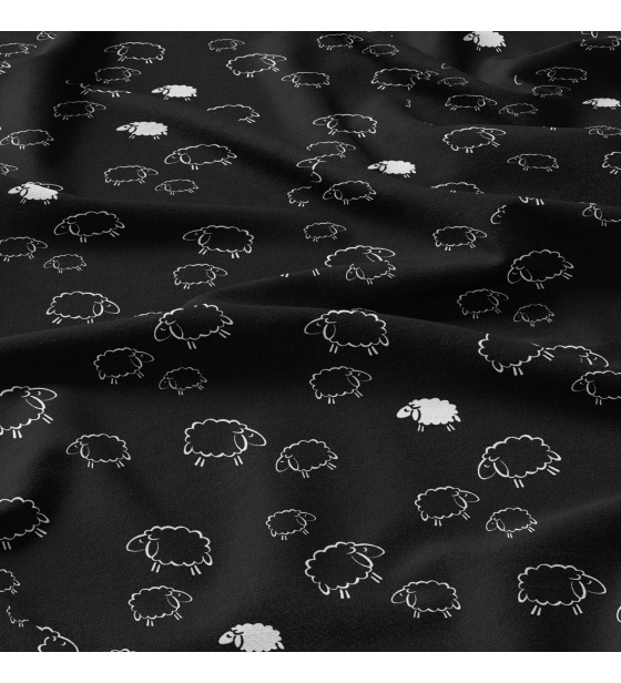 Cotton fabrics, by the meter. Sheep on the Black