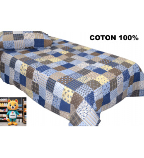 Crepe bedding with zipper, color Blue, 140x200 cm