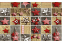 Christmas cotton fabric, by the meter, width 160 cm, Christmas ornaments stars Red on Gray