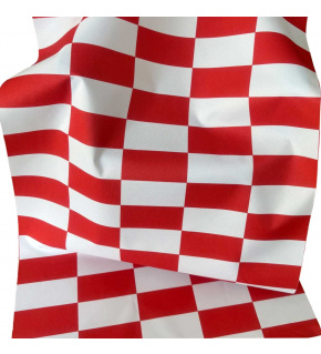 Outdoor fabric Pergola (Oxford), 200 g/m², width 160 cm, white-red checkered pattern 5x10 cm