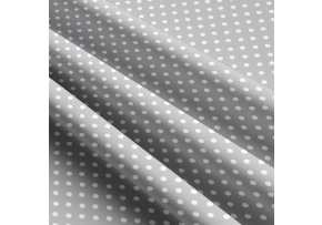 Children's cotton fabrics, by the meter. Dot 4 mm, White on Gray