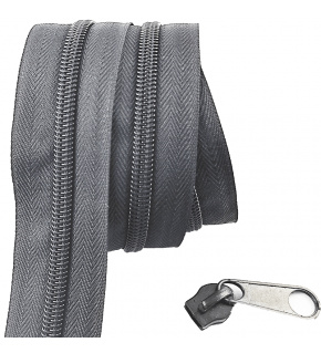 Zipper spiral graphite 8 mm by the meter