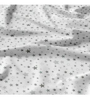 Children's cotton fabric 100% cotton, 125 g/m², width 160 cm, grey stars on white