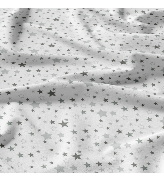 Children's cotton fabric 100% cotton, 125 g/m², width 160 cm, grey stars on white
