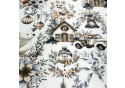Tissus en coton de Noël au mètre, 160 cm motif Noël blanche