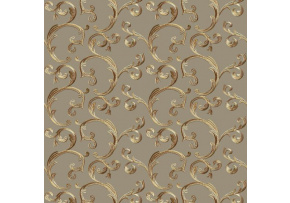 Velvet upholstery fabrics with print, Golden Ornament on Cappuccino