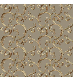 Velvet upholstery fabrics with print, Golden Ornament on Cappuccino