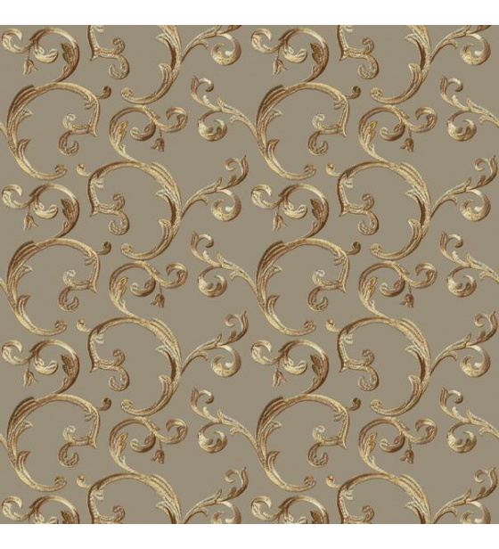 Velvet upholstery fabrics with print, Golden Ornament on Cappuccino