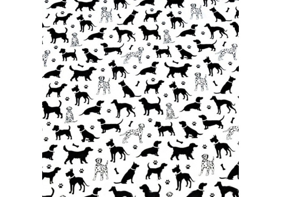 Cotton fabrics, by the meter. Dog on White