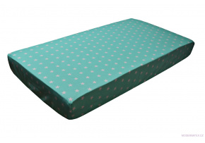 Cotton fitted crib sheet with elastic 120x60 cm STARS on MINT