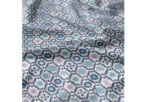 Children's cotton fabric by the meter Oriental Blue on White