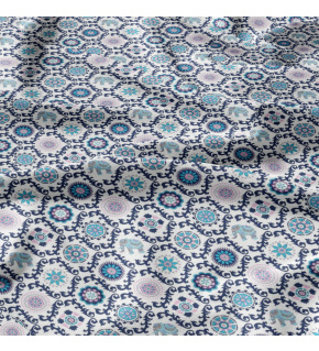 Children's cotton fabric by the meter Oriental Blue on White