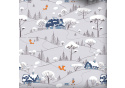 Christmas cotton fabric, by the meter, width 160 cm, Village