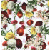Printed tablecloth fabric, Oxford, Flowers on White