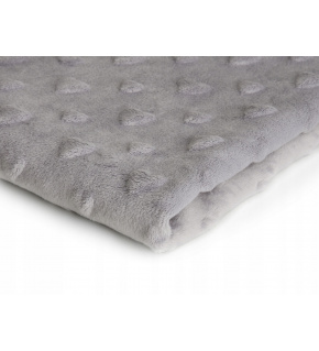 Minky fabric with hearts, 320 g/m², width 160 cm, by the meter, light gray
