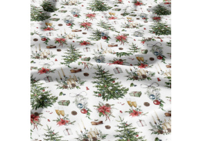 Christmas cotton fabric, by the meter, width 160 cm, Christmas tree