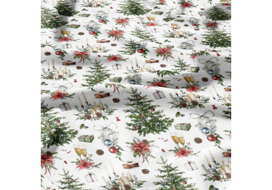 Christmas cotton fabric, by the meter, width 160 cm, Christmas tree