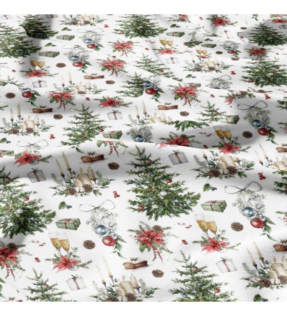 Christmas cotton fabric, by the meter, width 160 cm, Christmas tree