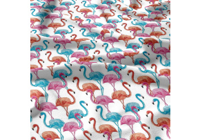 Cotton fabrics, by the meter. Flamingo on White Cotton fabrics, by the meter. Flamingo on White