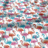 Cotton fabrics, by the meter. Flamingo on White