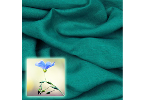 Natural linen fabric Oskar, Turquoise, 265 gr/m2