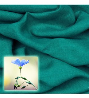 Natural linen fabric Oskar, Turquoise, 265 gr/m2