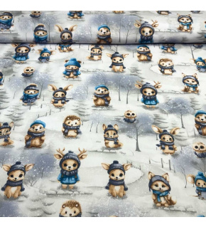 Christmas cotton fabric, by the meter, width 160 cm, pattern Christmas on White 46