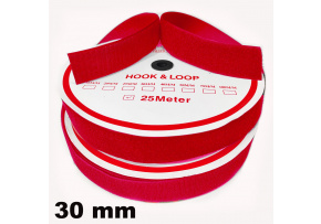 Hook and Loop Velcro Tape Set, Color Red 30 mm, Package 25 m Hook and Loop Velcro Tape Set, Color Red 30 mm, Package 25 m