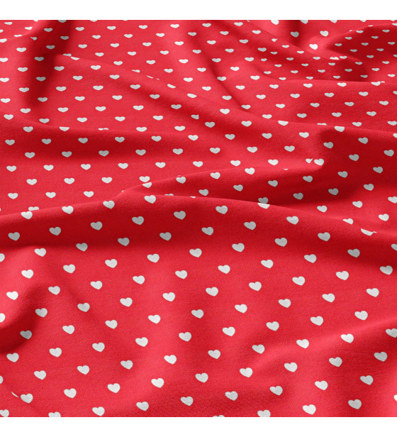 Decorative cotton fabric, by the meter, Mini Hearts White on Red