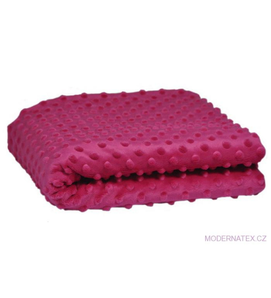 Minky 380 látky mikroplyš puntík  barva tm. fuchsia 