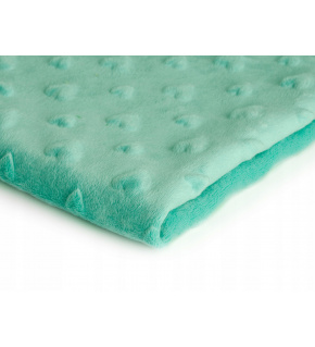 Minky fabric with hearts, 320 g/m², width 160 cm, by the meter, mint