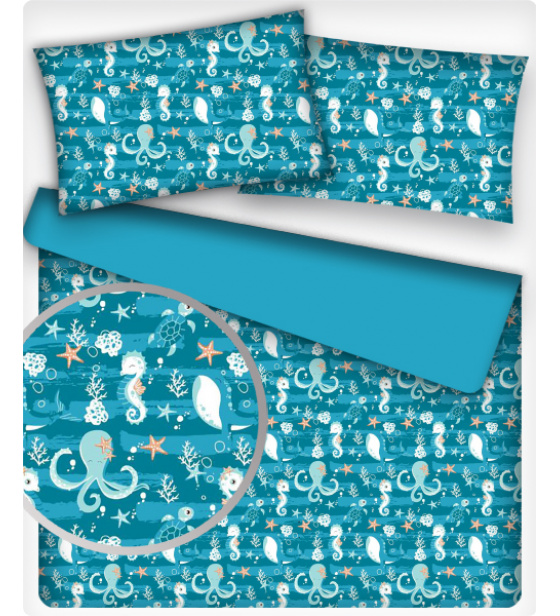 Dětské bavlněná látka metráž vzor Oceán tyrkys