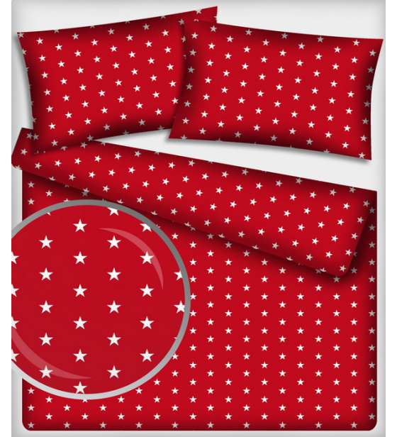 Dětská dekorační bavlněná látka vzor hvězdy barva červená