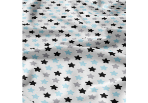 Children's Cotton Fabric Gingerbread Blue on White