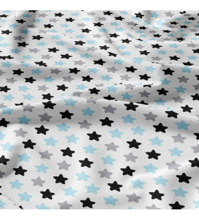 Children's cotton fabric 100% cotton, 125 g/m², width 160 cm, blue gingerbread on white Children's cotton fabric 100% cotton, 125 g/m², width 160 cm, blue gingerbread on white