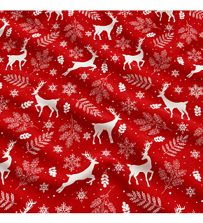 Christmas cotton fabric, by the meter, width 160 cm, Christmas motif on Red