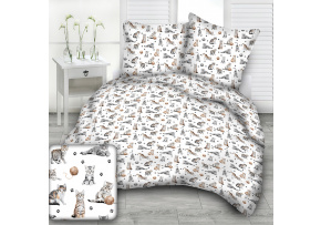 Cotton fabric, by the meter. Cats and a Ball of Yarn on White Cotton fabric, by the meter. Cats and a Ball of Yarn on White