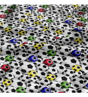 Cotton fabric 100% cotton, 125 g/m², width 160 cm, football multi on white