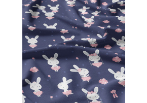 Cotton fabrics, by the meter. Little Hare on the Blue