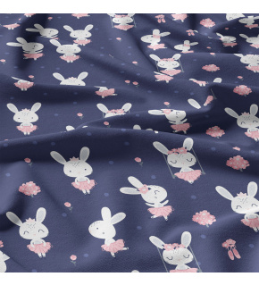 Cotton fabrics, by the meter. Little Hare on the Blue Cotton fabrics, by the meter. Little Hare on the Blue