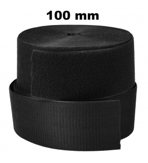 Sew-on Velcro Hook and Loop set, color Black 100 mm x 25 m