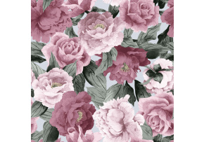 Velvet upholstery fabrics with print, Pink Roses on White Velvet upholstery fabrics with print, Pink Roses on White