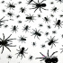 Cotton fabrics, by the meter. Spiders on White