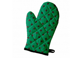 Kitchen Oven Mitt, Green Polka Dot