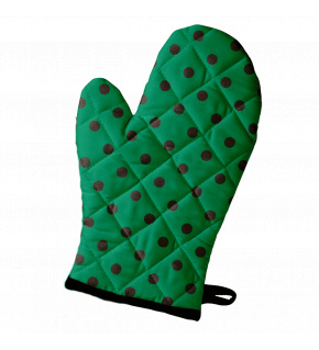 Kitchen Oven Mitt, Green Polka Dot