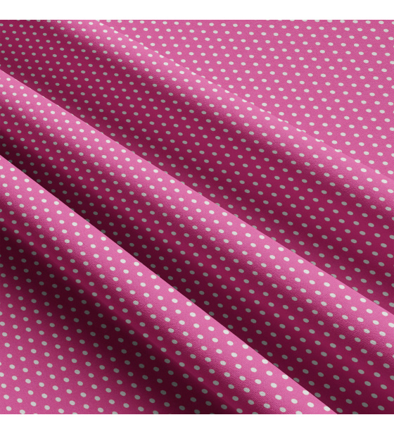 Children's cotton fabrics, by the meter. 3 mm dot, white on Amaranth