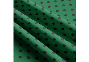 Children's cotton fabrics, by the meter. Dot 10 mm, Black on Green