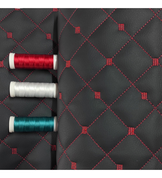 Quilted eco-leather MIX 3x3 cm color Black-Red 1.1 m x 0.6 m